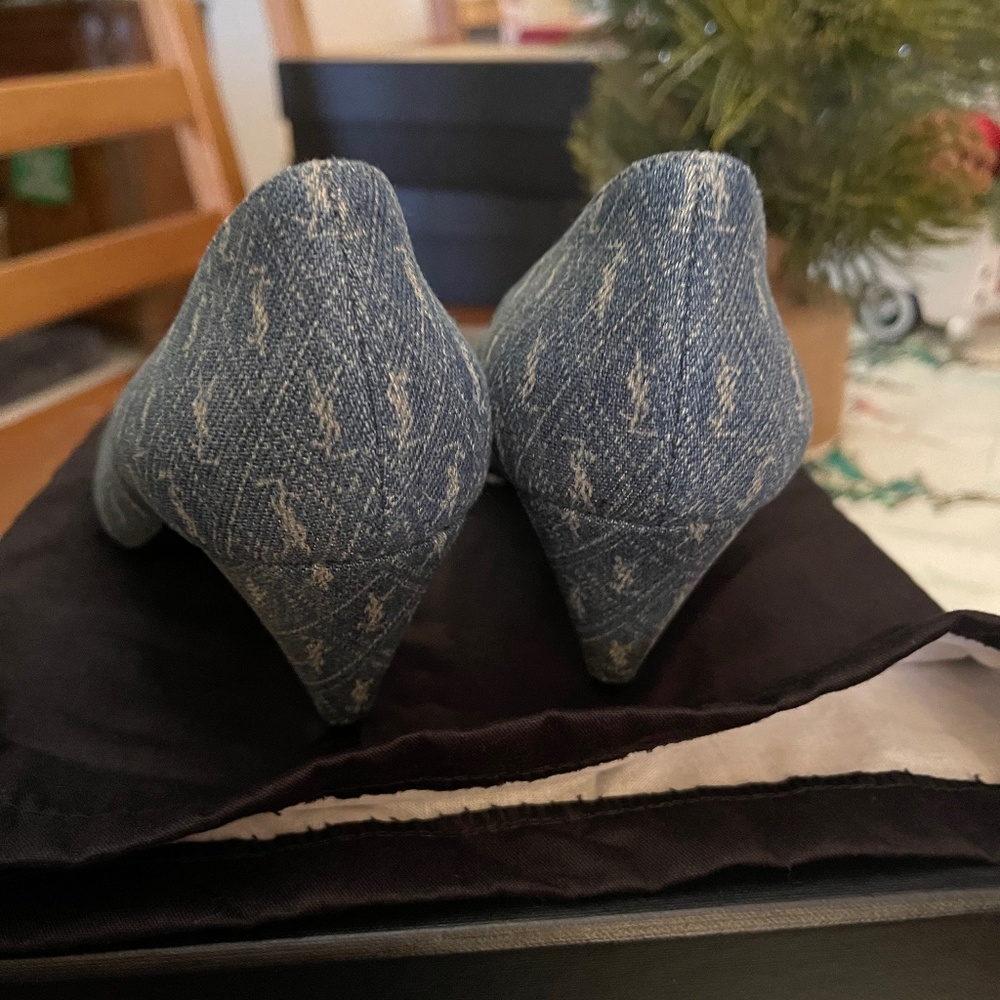 Ysl Monogram Pattern Open Toe Heels - image 1